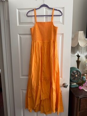 Laundry By Shelli Segal Orange Spaghetti Strap Maxi Dress